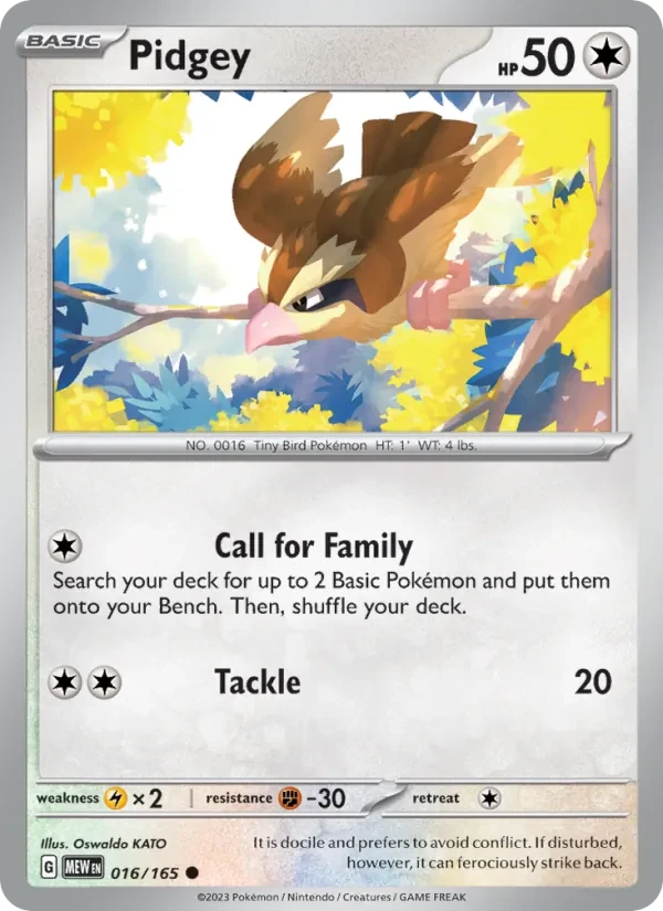 Pidgey 016/165 151 Pokémon Karte