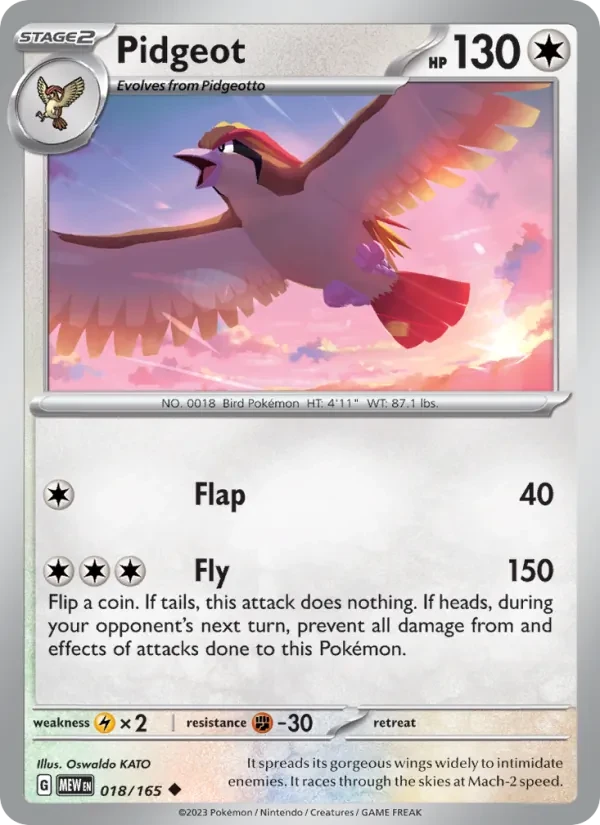 Pidgeot 018/165 151 Pokémon card