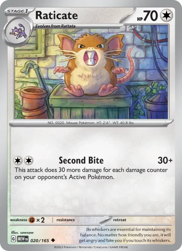 Raticate 020/165 151 Pokémon Karte