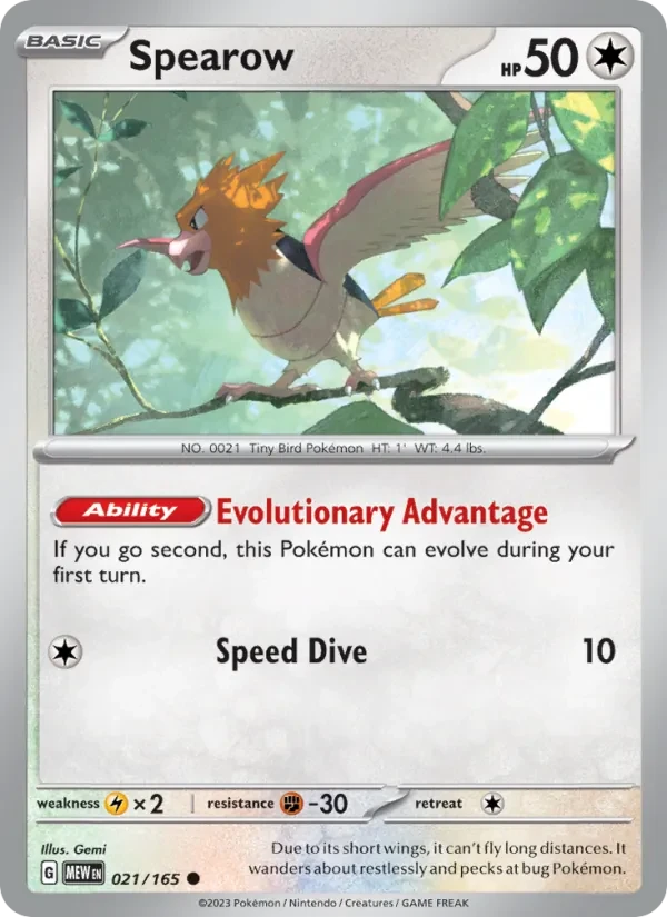 Spearow 021/165 151 Pokémon card