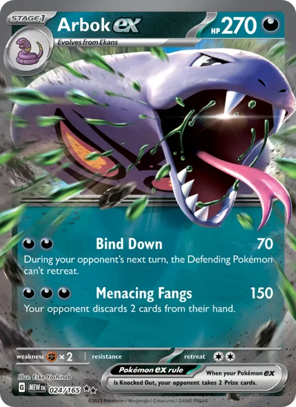 Arbok ex 024/165 151 Pokémon card