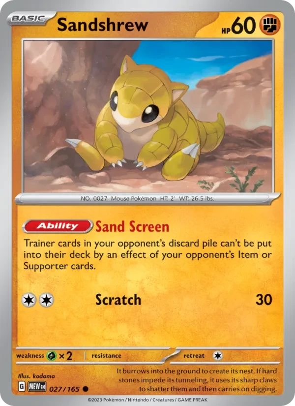 Sandshrew 027/165 151 Pokémon card