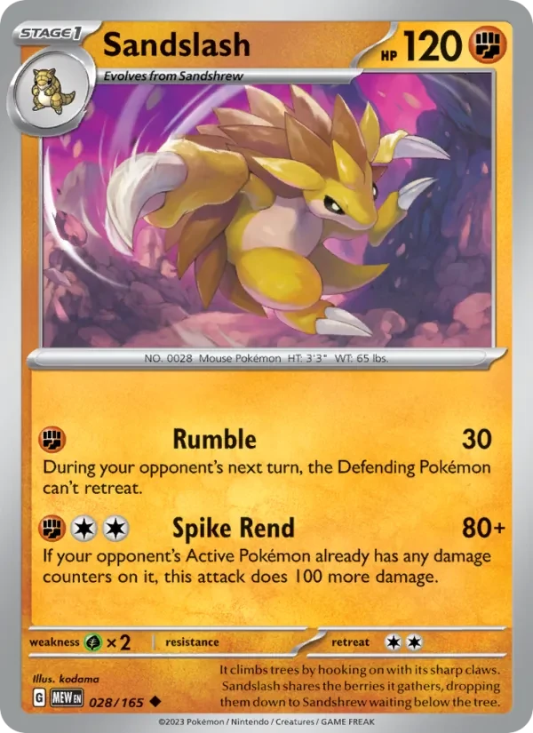 Sandslash 028/165 151 Pokémon card