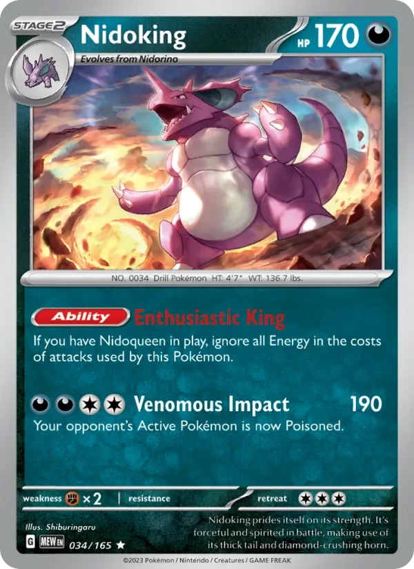 Nidoking 034/165 151 Pokémon card