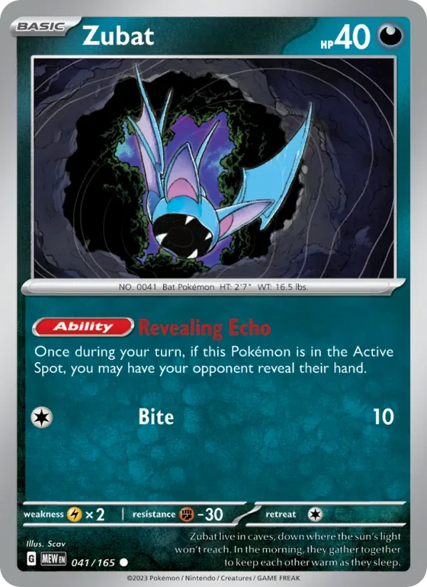 Carta Pokémon Zubat 041/165 151