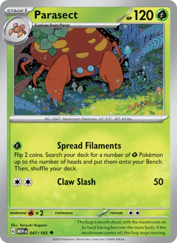 Parasect 047/165 151 Pokémon card