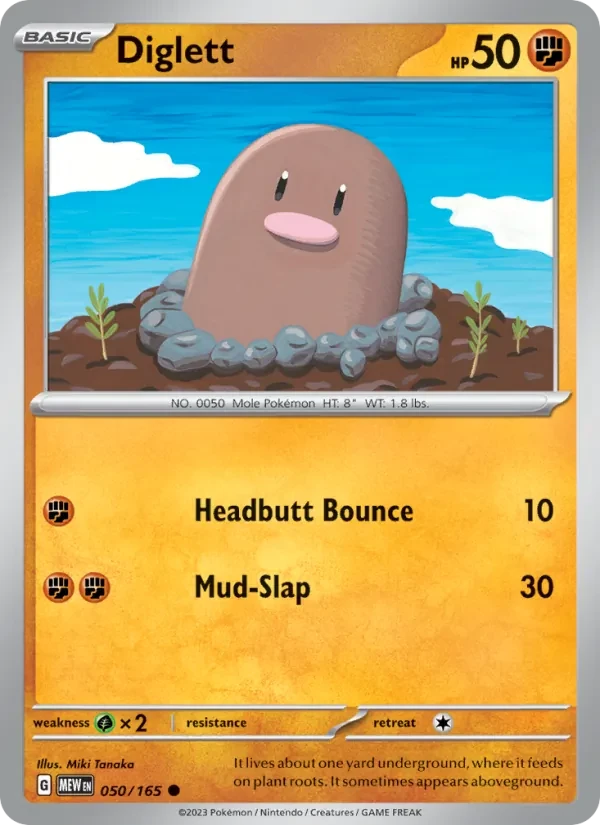 Diglett 050/165 151 Pokémon card