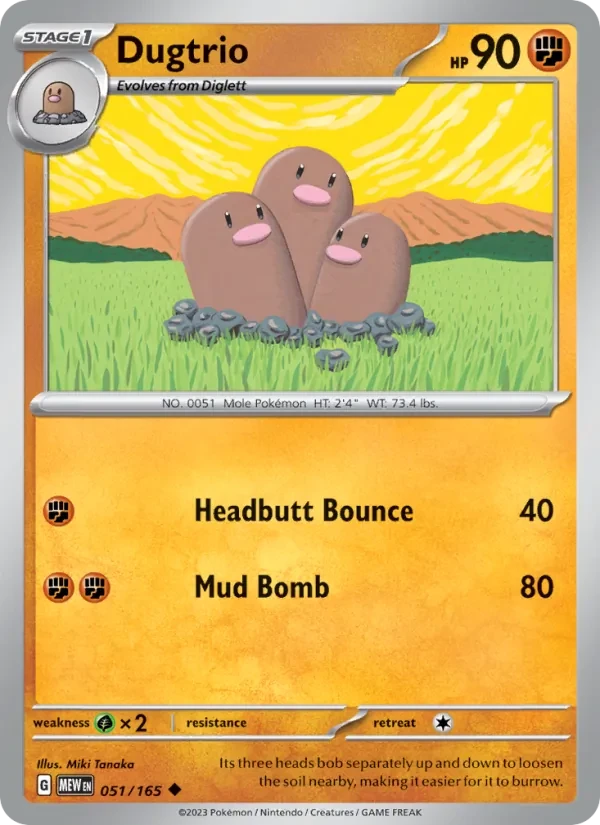 Dugtrio 051/165 151 Pokémon card