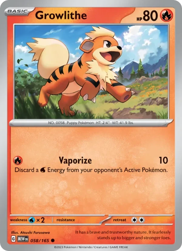 Growlithe 058/165 151 Pokémon card