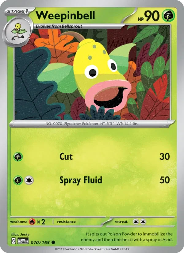 Weepinbell 070/165 151 Pokémon card