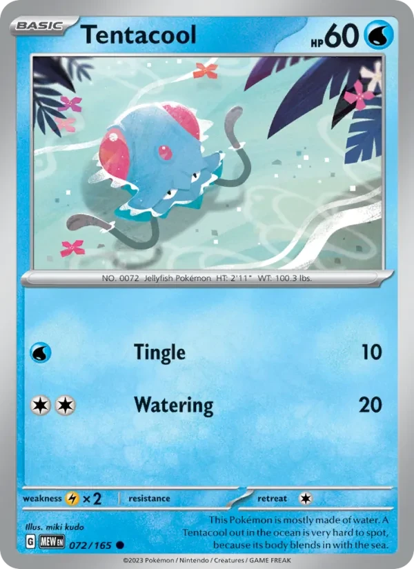 Tentacool 072/165 151 Pokémon kaart