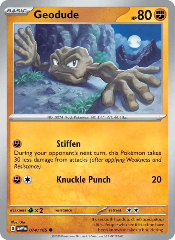 Geodude 074/165 151 Pokémon card