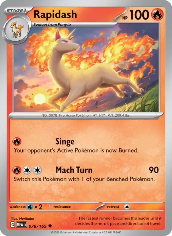 Rapidash 078/165 151 Pokémon card