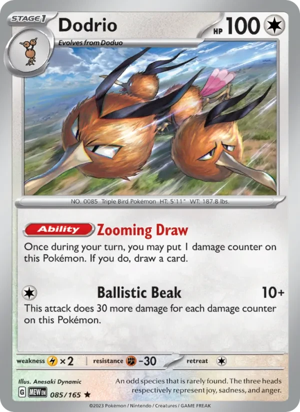 Dodrio 085/165 151 Pokémon card