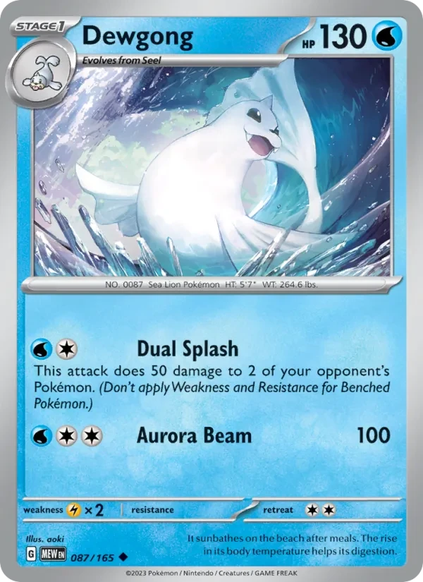 Dewgong 087/165 151 Pokémon card