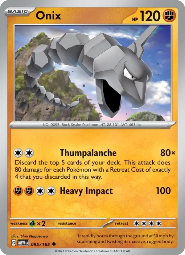 Onix 095/165 151 Pokémon card
