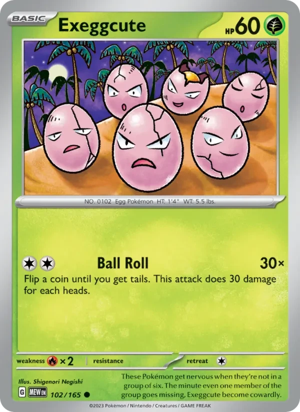 Exeggcute 102/165 151 Pokémon card