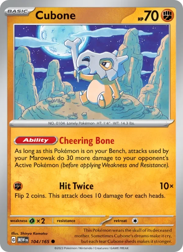 Cubone 104/165 151 Pokémon card