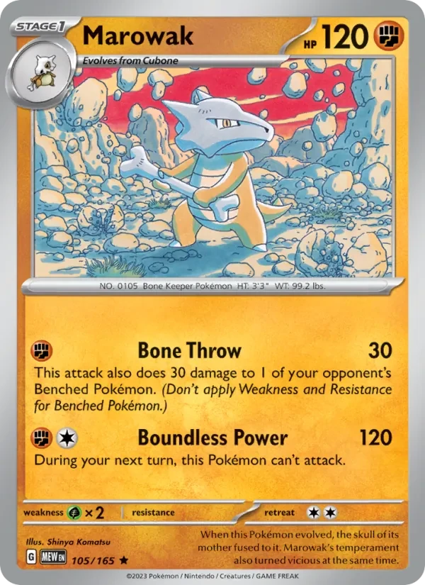Marowak 105/165 151 Pokémon card