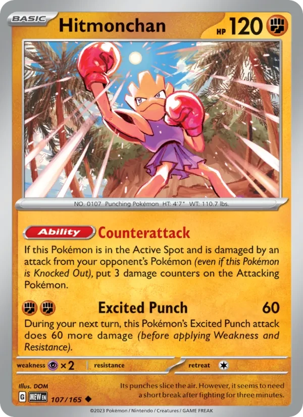 Hitmonchan 107/165 151 Pokémon card