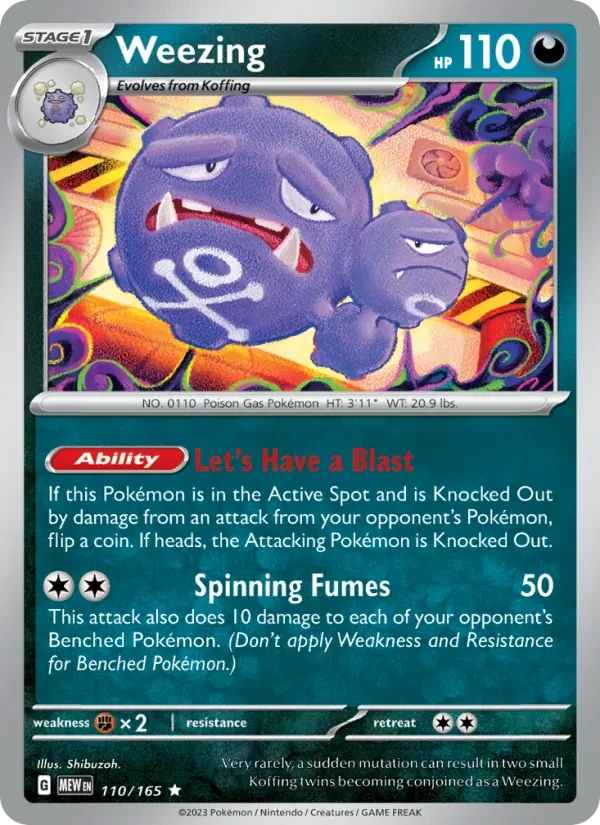 Weezing 110/165 151 Pokémon card