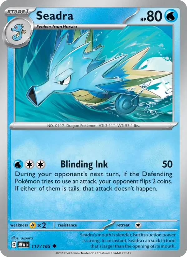 Seadra 117/165 151 Pokémon Karte