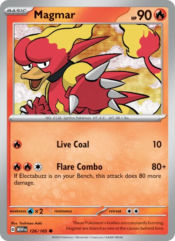 Magmar 126/165 151 Pokémon card