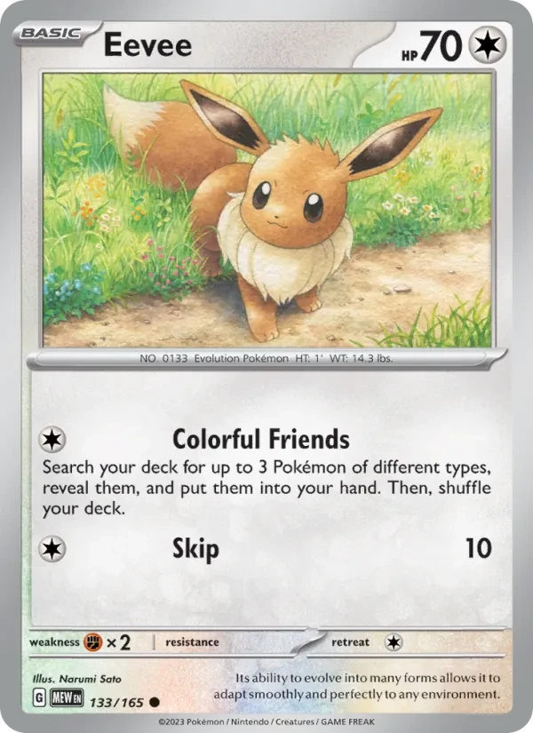 Eevee 133/165 151 Pokémon card