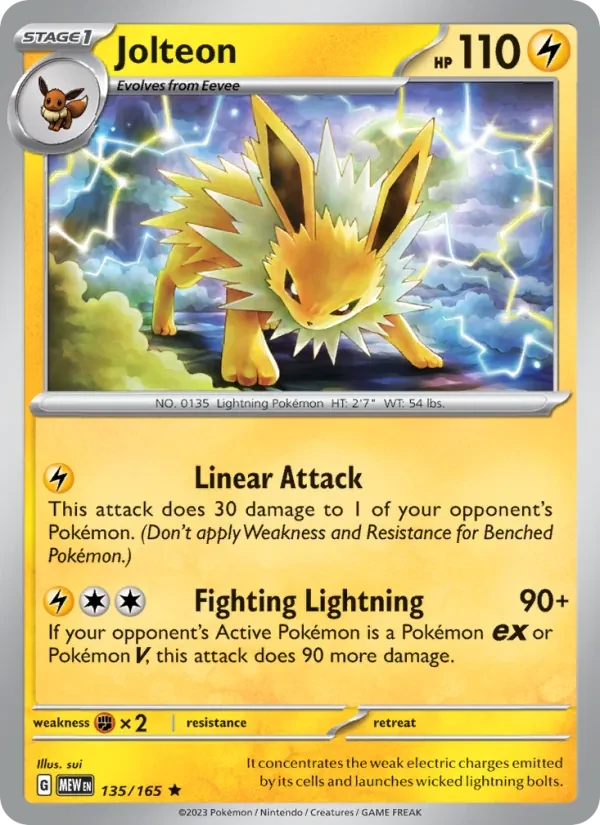 Jolteon 135/165 151 Pokémon card