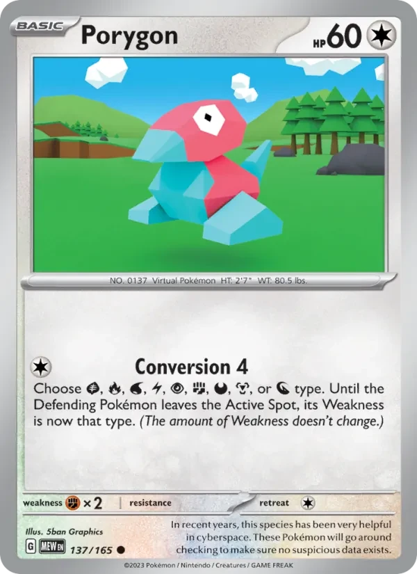 Porygon 137/165 151 Pokémon card