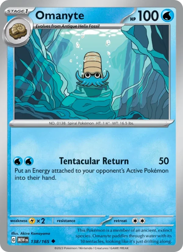 Omanyte 138/165 151 Pokémon card