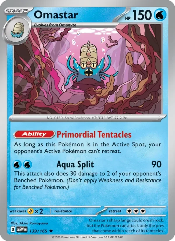 Omastar 139/165 151 Pokémon Karte