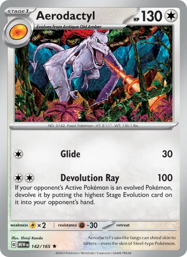 Aerodactyl 142/165 151 Pokémon card
