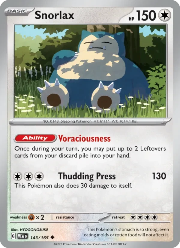 Snorlax 143/165 151 Pokémon card
