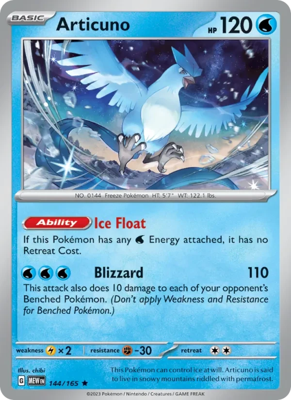 Articuno 144/165 151 Pokémon card