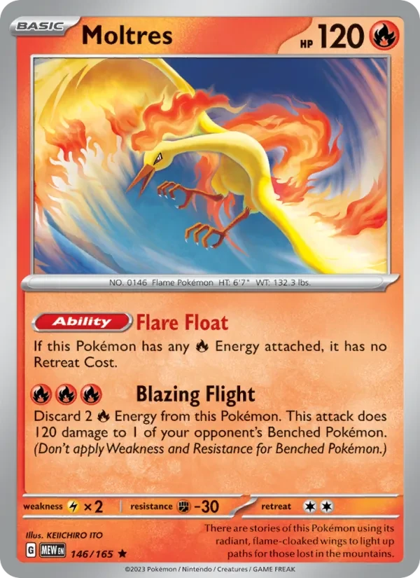 Moltres 146/165 151 Pokémon card