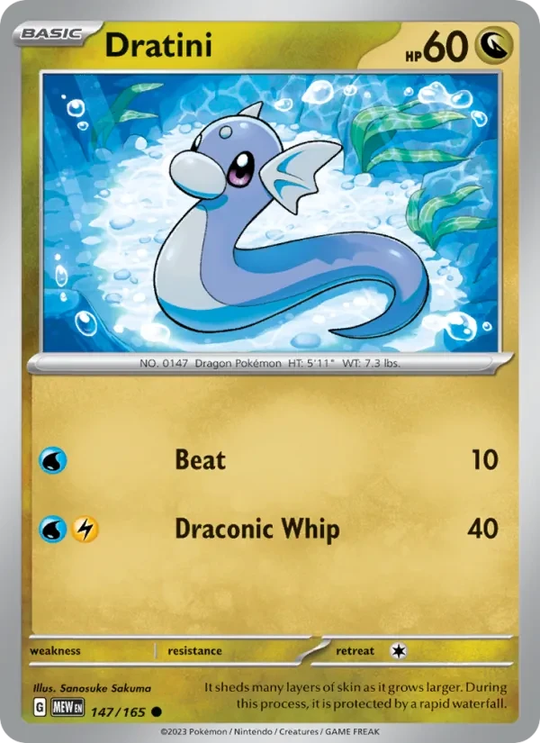 Dratini 147/165 151 Pokémon card