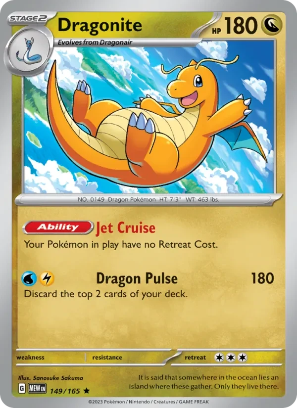 Dragonite 149/165 151 Pokémon card