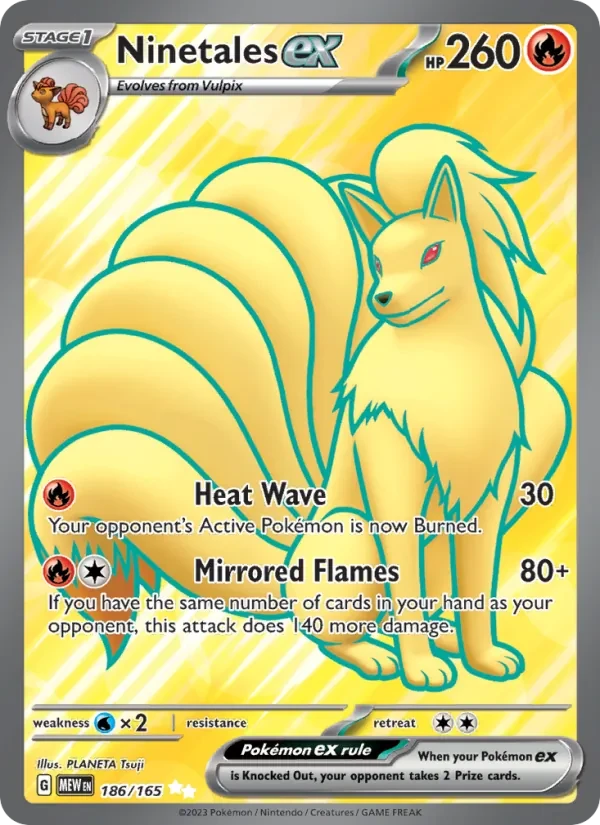 Ninetales ex 186/165 151 Pokémon card