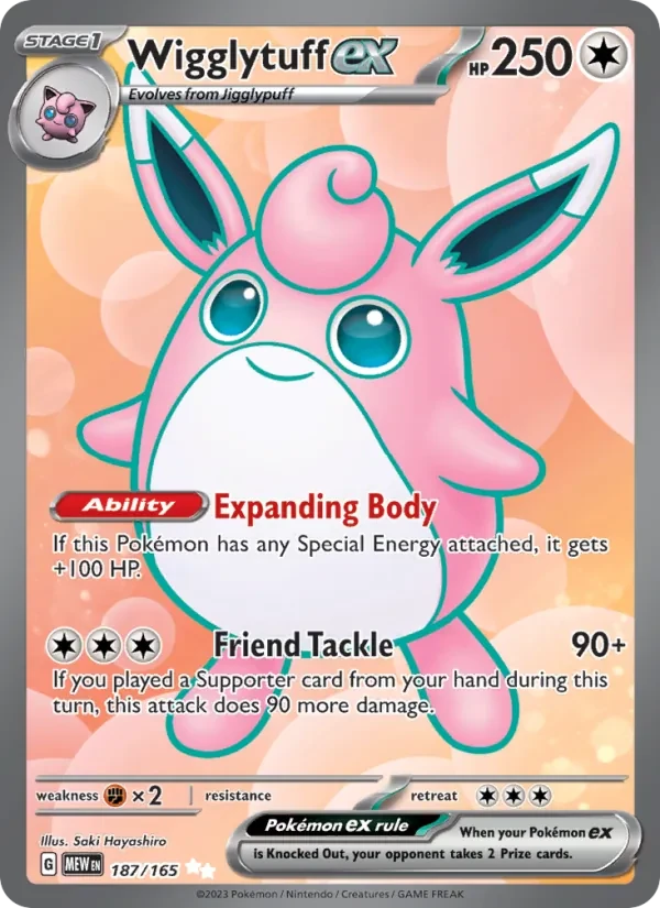 Wigglytuff ex 187/165 151 Pokémon card