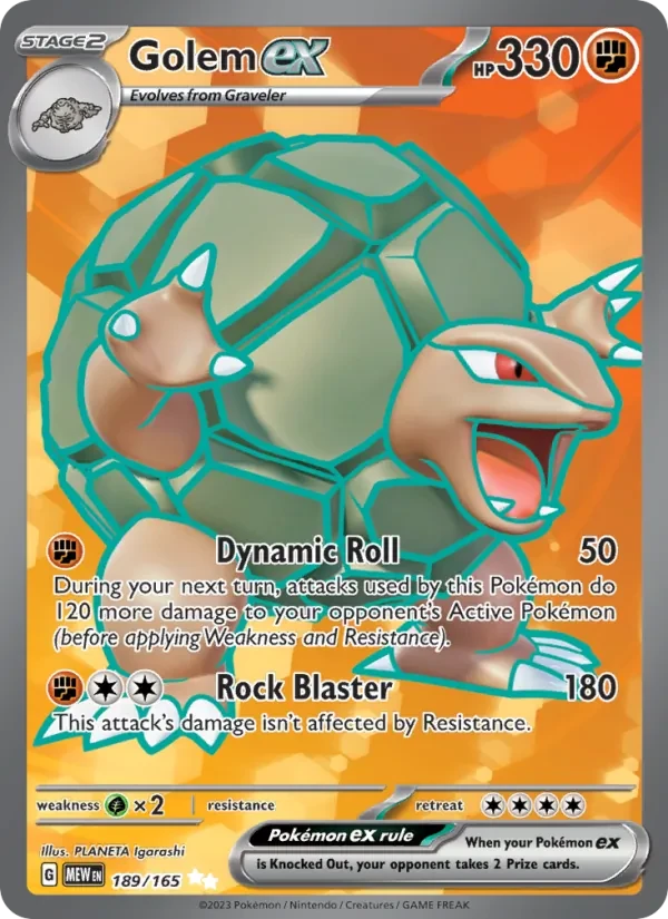 Golem ex 189/165 151 Pokémon card