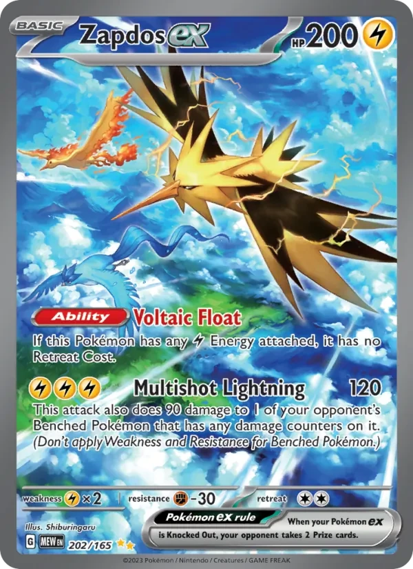Zapdos ex 202/165 151 Pokémon card