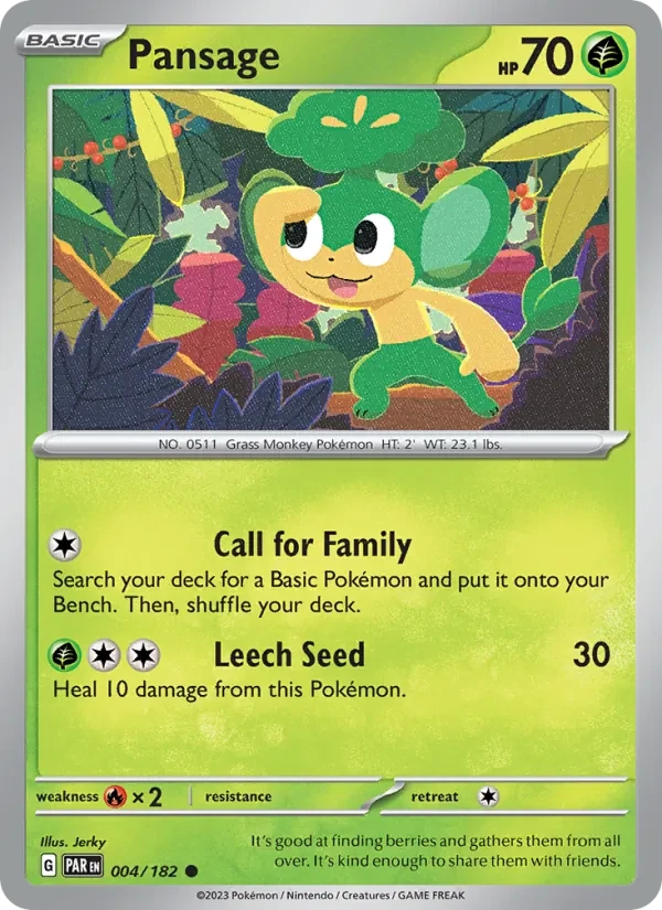 Pansage 004/182 Paradox Rift Pokémon card