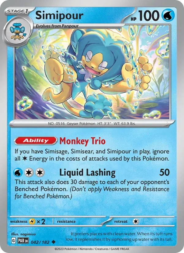 Simipour 042/182 Paradox Rift Pokémon card