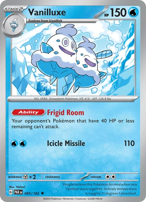 Vanilluxe 045/182 Paradox Rift Pokémon card