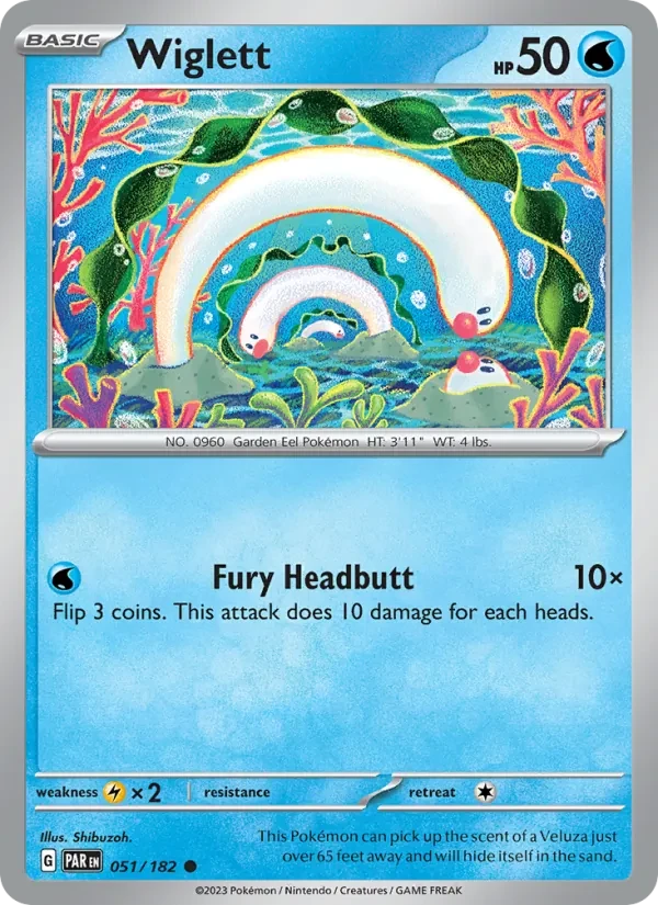 Wiglett 051/182 Paradox Rift Pokémon card