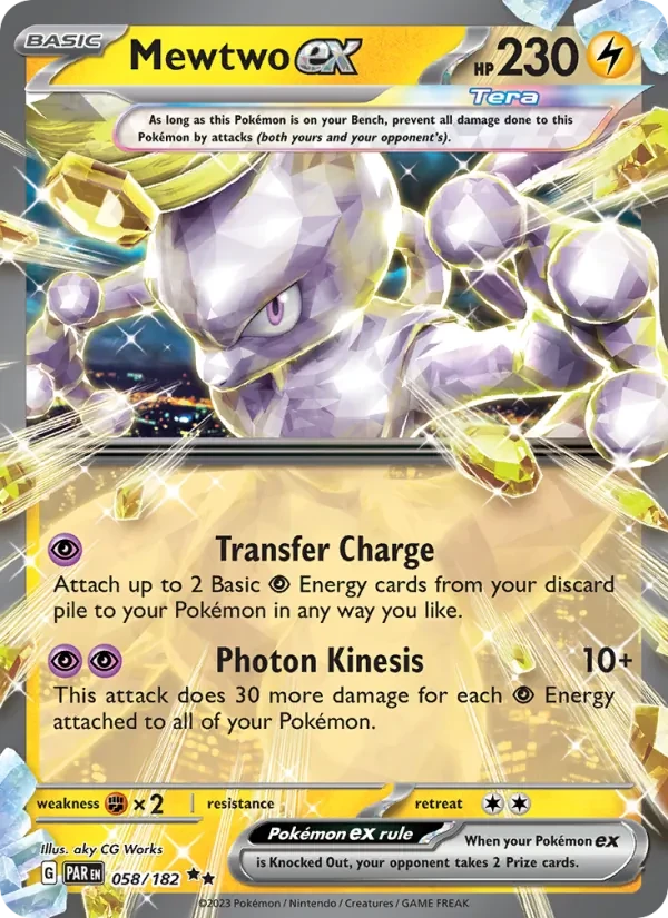 Mewtwo ex 058/182 Paradox Rift Pokémon card