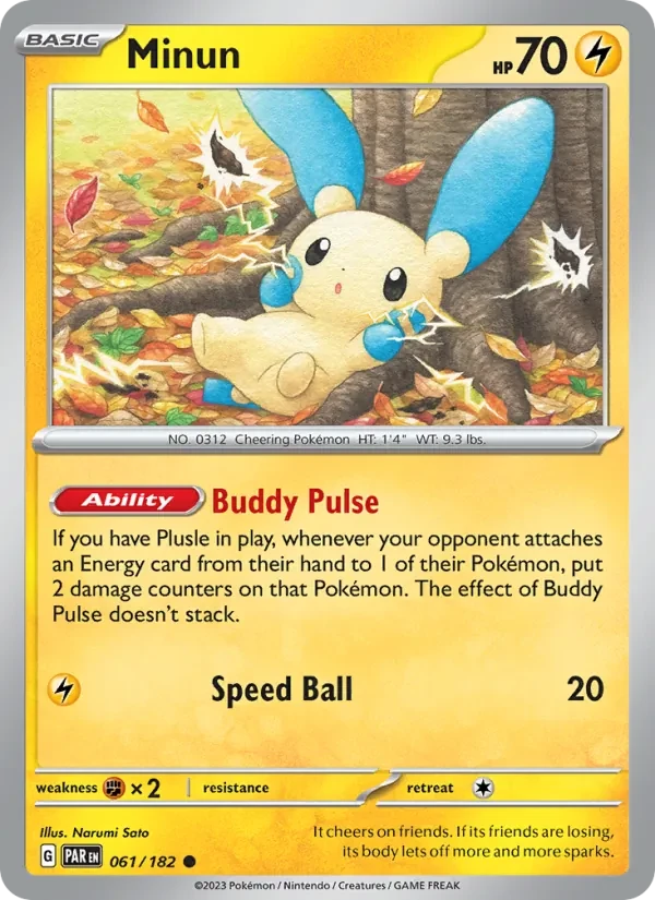 Minun 061/182 Paradox Rift Pokémon card