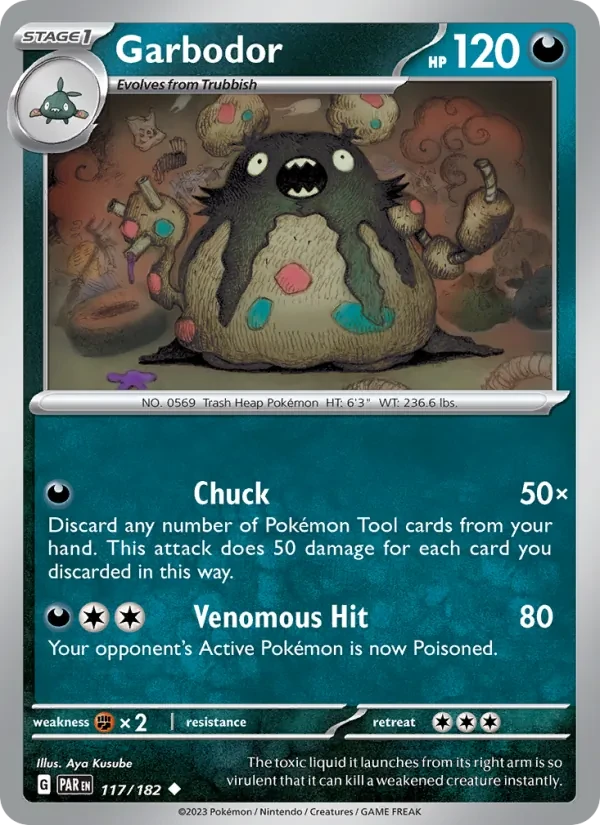 Garbodor 117/182 Paradox Rift Pokémon card