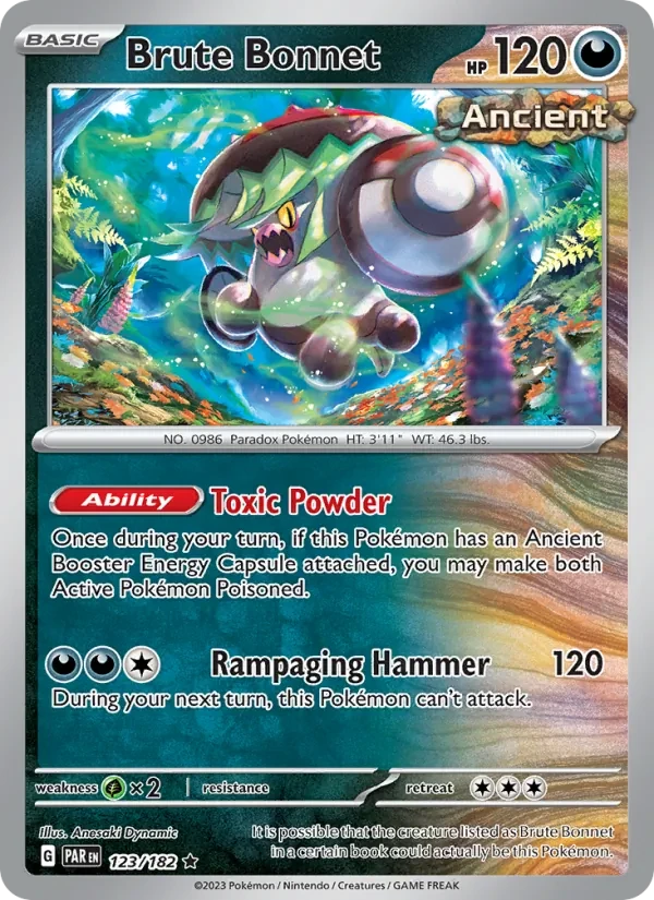 Brute Bonnet 123/182 Paradox Rift Pokémon card